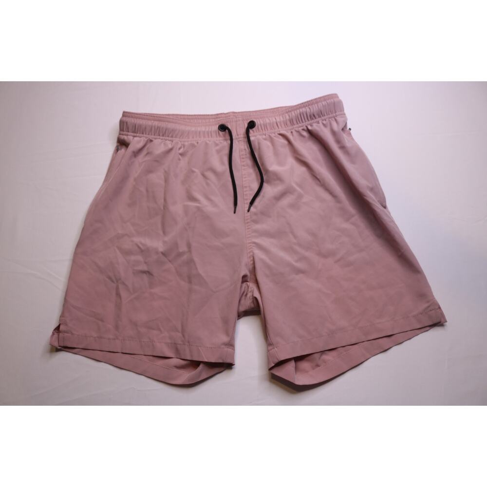 Pink Swim Trunks Men's Medium Drawstring Zipper Pockets